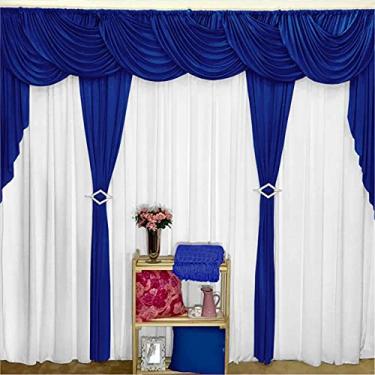 Imagem de Cortina Idealle para Varão em Malha 4,00m x 2,60m Sala Quarto Top - Azul