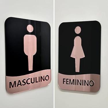 Imagem de Kit Placas de Identificação de Banheiros Feminino e Masculino - Acrílico