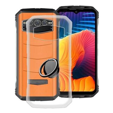 Imagem de ZXLZKQ Capa de telefone para Doogee S100 (6,5 polegadas) capa com suporte de anel de dedo de rotação de 360 graus, silicone macio transparente [ultrafina X à prova de choque] capa de TPU para Doogee S100