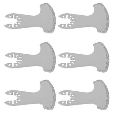 Imagem de Lâminas de Serra Oscilantes Universais, 6 Lâminas de Serra Oscilantes Em Forma de Foice, Lâminas de Corte de Carboneto de Diamante para Remoção de Alvenaria de Azulejo, Lâminas