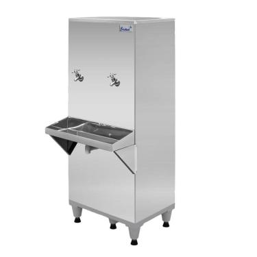 Imagem de Bebedouro Industrial Inox Coluna 50 Litros 2 Torneiras Ra50 Com Filtro 220V Frisbel