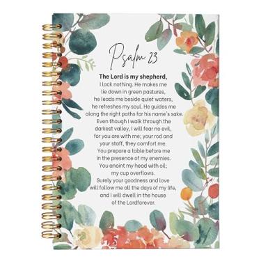 Imagem de VNWEK Caderno de presentes de arte cristã - caderno cristão para mulheres, caderno de diário bíblico, caderno para notas bíblicas, caderno de 13 × 21 cm encadernado em espiral com 164 páginas, salmo