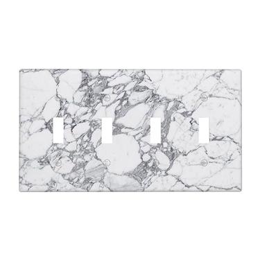 Imagem de Capa decorativa para interruptor de luz de mármore branco cinza com 4 entradas para interruptor quádruplo placa de parede decorativa placa frontal elétrica para decoração de arte de casa quarto