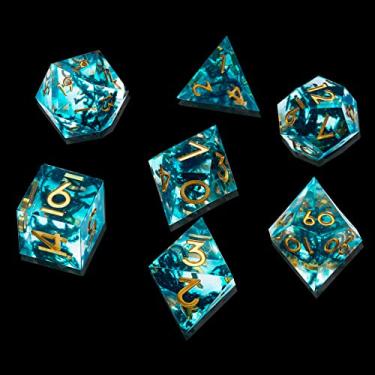 Imagem de LDICEK DND Dice Set Sharp Edge Dice Set 7 Piece DND polyhedral Dice Numbers with Gold Leaf Exquisite Tin Box Packaging,Ideal for Dungeons & Dragons RPG and Board Games (1C-GO3V-CYXY)