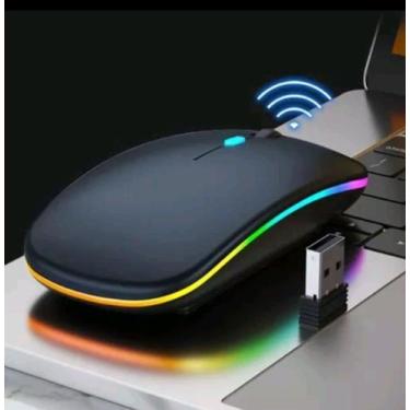 Imagem de Mouse Sem Fio Recarregável Wireless Led Rgb Ergonômico - HQ