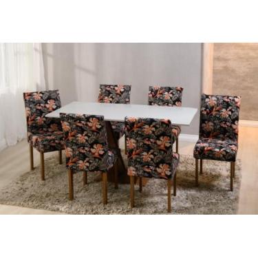 Imagem de Kit Capa de Cadeira Estampada Sala de Jantar 6 Unidades 100% poliester