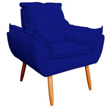 Imagem de Poltrona Decorativa Opala Sala de Estar Tecido Suede Azul Marinho Kimi