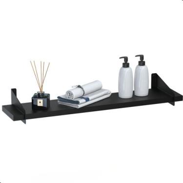 Imagem de Prateleira De Madeira Estilo Industrial Suspensa Max50.P - Ghiz, Preto