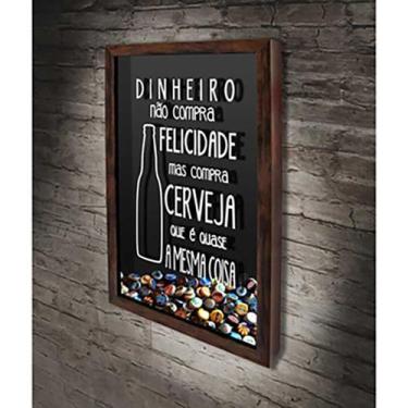 Imagem de Quadro Porta Tampinhas Dinheiro não compra felicidade. - Quadro Novo, 