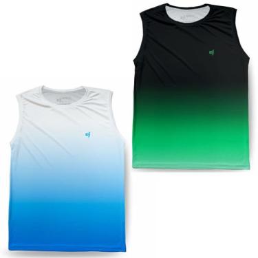 Imagem de Kit 2 Regata Camiseta Cavada Masculina Academia Dry Fitness Protecao U