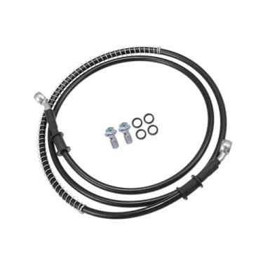 Imagem de Partuto Mangueira de freio hidráulico para motocicleta, tubo de mangueira de óleo com proteção de mola para quadriciclo, motocicleta, motocross, corrida, 150 cm, preto, 1 conjunto de substituição