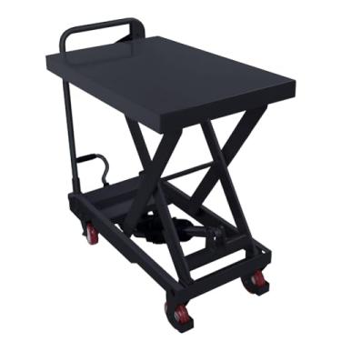 Imagem de Mesa de elevação hidráulica para carrinho de tesoura, capacidade de 226 kg, altura de elevação de 72 cm, mesa de elevação manual com 4 rodas e bomba de pé para manuseio de materiais