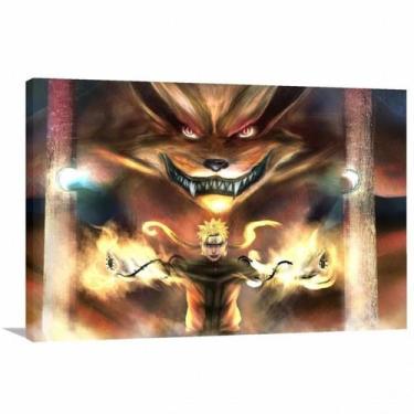 Imagem de Quadro decorativo Naruto e Kurama Artístico Tela em Tecido - Wall Fram