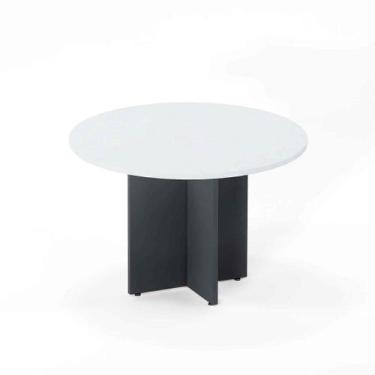 Imagem de Mesa Reunião Redonda Pé Painel P25 Pandin 1,10 M Branco e Grafito