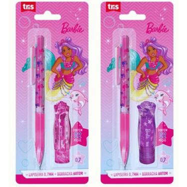 Imagem de Kit escolar borracha batom + lapiseira 0,7mm - barbie - tris