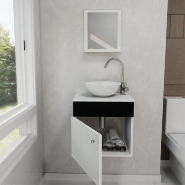 Imagem de Gabinete Armário para Banheiro Suspenso com Pia Cuba e Espelho 44cm - 