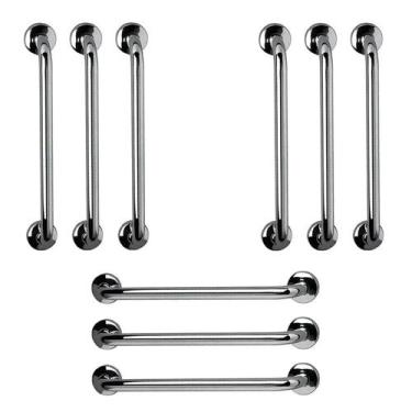 Imagem de Barra de Apoio 60cm Aço Inox Kit 9 Unidades Banheiro Box Suporte Idoso