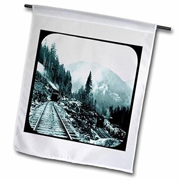 Imagem de 3dRose fl_16188_1 Bandeira clássica de jardim ferroviário americano trens chegando e indo, 30,8 x 45,8 cm