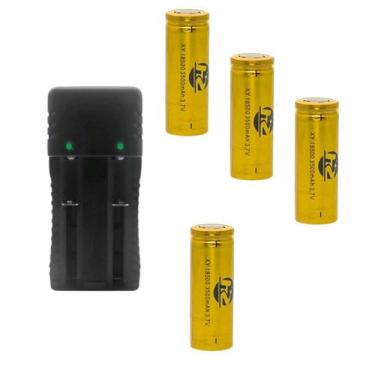 Imagem de Kit 1 Carregador De Bateria Duplo 2 Slot 14500 Mais 4 Baterias De Gran