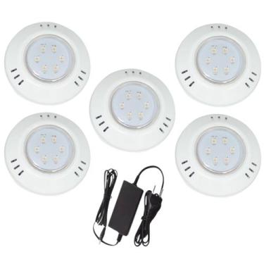 Imagem de Kit 5 Hiper Led 9W Azul Abs Piscina E Fonte 5A - Brustec
