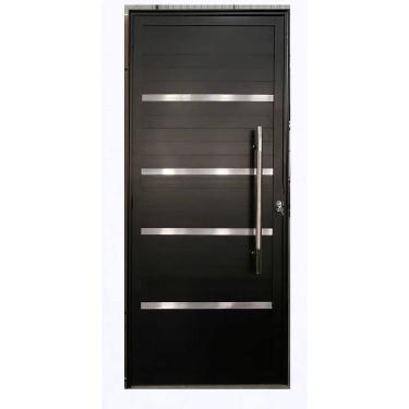 Imagem de Porta Lambril c/friso 2,10x70 lado DIREITO L-25 no alumínio preto c/puxador redondo