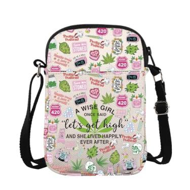 Imagem de ZJXHPO Bolsa transversal com folhas de maconha Let's Get High Messenger Bag Weed Shoulder Bag 420 presente, Get High Cb