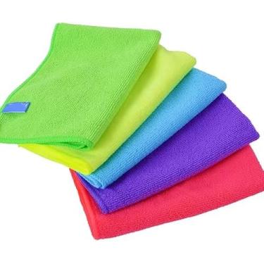 Imagem de Pano de Microfibra Multiuso, Kit 5 Unidades, 30x30cm, para Limpeza de Pia, Vidros e Automóvel