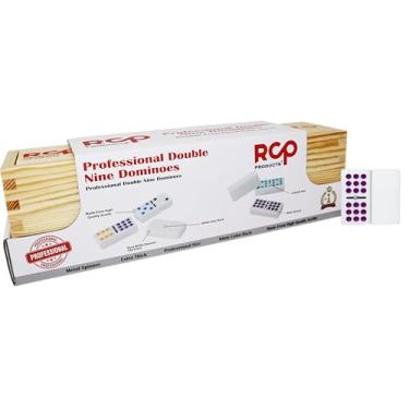 Imagem de RCP PRODUCTS Dominos Set for Adults – Professional Double 9 Dominoes Set of 55 Tiles for Adults, Metal Spinner, Classic and Travel Board Game with Wood Case Juegos de Mesa (White)
