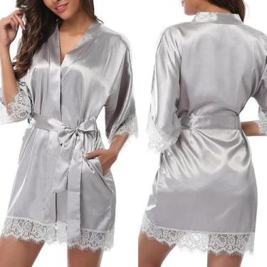 Imagem de plus Size Brilhante Seda Gelo Camisola Feminina Pijama Homewear Tendên
