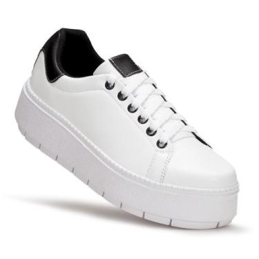 Imagem de Tênis Feminino Casual Branco Confortável  Plataforma - Sennamodas, Bra