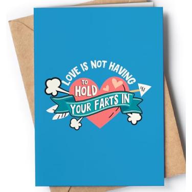 Imagem de Cartão de aniversário engraçado para ele ou ela | Presente de aniversário original para marido, esposa, namorada, namorado | Cartão de piada para o Dia dos Namorados para homens ou mulheres | Love Is