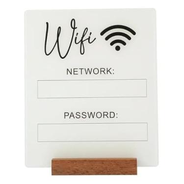 Imagem de 1 placa branca de senha WiFi, placa de mesa de acrílico WiFi para casa, placa de sinalização de senha WiFi, placa de mesa de placa de WiFi, decoração para casa comercial e placas de loja (sem base