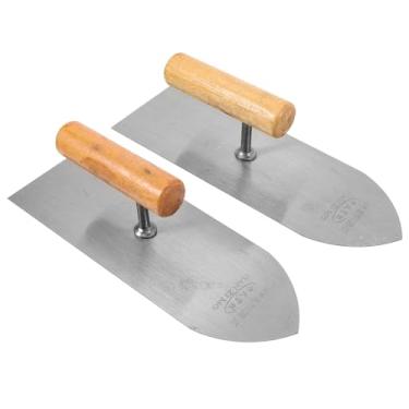 Imagem de Generic Espátula de acabamento plano de aço inoxidável: 2 peças de cimento concreto drywall reboco azulejo espátula de piscina com cabo de madeira para ferramentas manuais de construção de alvenaria,