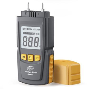 Imagem de Medidor de umidade de madeira, testador de umidade digital Benetech tipo pino, detector de vazamento de água para madeira, material de construção, drywall, pisos, porão, teto, papel, preto