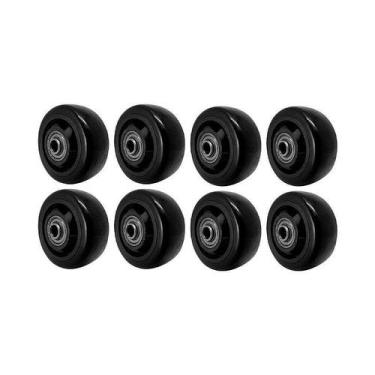 Imagem de Kit 8 un roda pvc preto 3 pol 80kg p/ rodízio - AJAX