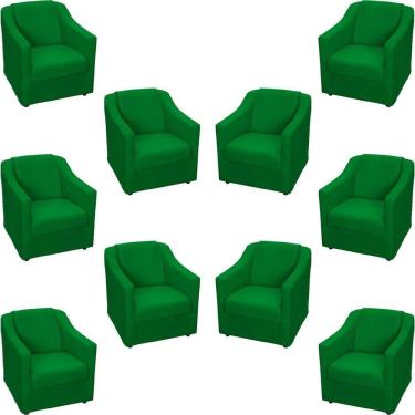 Imagem de Kit 10 Poltronas Decorativa Mila Pé De Plástico Cromado - Verde Suede