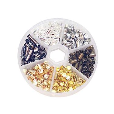 Imagem de Chenkou Craft 1 Caixa Com 300 Peças, 6 Cores, Pontas De Cordão Latão, Cola Para Colar, Kit Busca Couro Joias Kumihimo E Borlas (Misturado, 4 X 9 Mm)