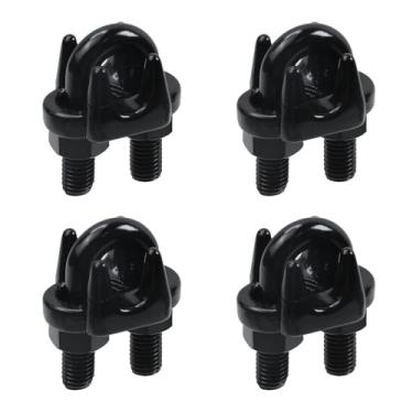 Imagem de Antrader M12 (1/5.1 cm) Grampo de cabo de corda de arame, 4 peças de prendedor de sela de parafuso em U, aço inoxidável 316 (preto)