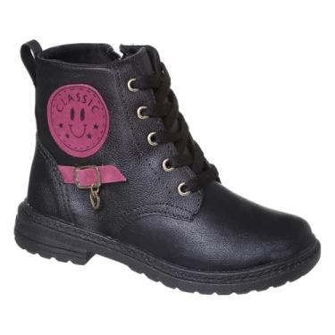 Imagem de Coturno Feminino Infantil Bota Cano Curto Infantil Menina Preto e Rosa-claro (Preto, BR, Criança de 9 a 12 anos, Numérico, 28)