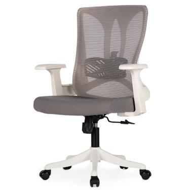 Imagem de Cadeira Escritório Giratória Nr-17 Diretor Blm768d Blume Branco Tela Mesh Cinza Base Rodizio Nylon