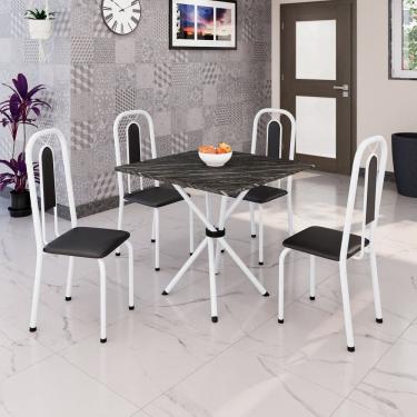 Imagem de Conjunto Sala de Jantar com 4 Cadeiras Lívia Preto / Branco