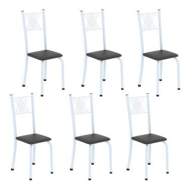 Imagem de Cadeiras para Sala de Jantar 6 Unidades Sara Preto Liso / Branco