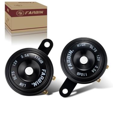 Imagem de FARBIN Buzina de carro 12V buzina compacta para motocicleta 110dB à prova d'água buzinas elétricas de tom alto e baixo universal para motocicletas, veículos de passageiros, veículos off-road