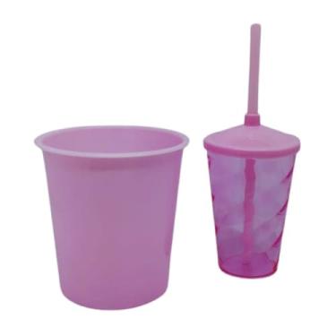 Imagem de 30 Kit Festa Baldinho Pipoca 1Lt + 30 Copos 400 Ml Lembrancinha Cinema Chá Reveleção (ROSA BB TRANSLUCIDO)