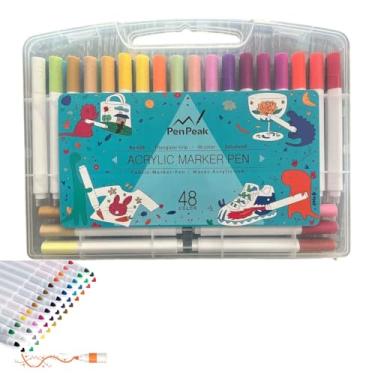 Imagem de Canetinha Caneta Marcador 48 Cores Tinta Acrilica A prova De Agua Permanente Estojo Cores Vibrantes Arte Desenho Pintura Artesanato Hobbie Lazer