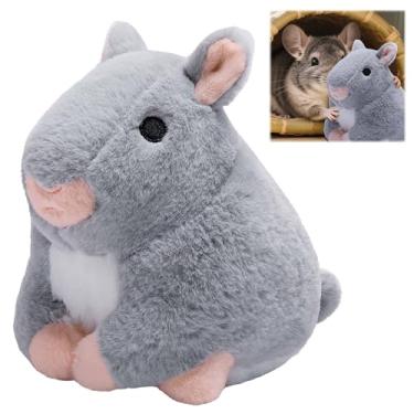 Imagem de 17,8 cm x 14 cm x 19 cm brinquedos de pelúcia de chinchila para porquinhos-da-índia, hamsters, furões, chinchila cinza macio, brinquedo de pelúcia de chinchilas, presentes de boneca companheira de