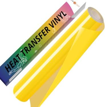 Imagem de HTVRONT Rolo De Vinil Amarelo Htv - 30 Cm X 3 M Para Passar A Ferro Cricut E Silhouette Cameo, Rolos Transferência Térmica Camisetas, Design Erva Daninha Fácil Cortar