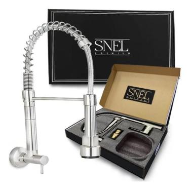 Imagem de Torneira Gourmet Cozinha Inox Cromada Parede Longa Snel Metais, Cromad