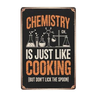 Imagem de ZHIQUN Chemistry Is Just Like Cooking Chemist Science Retro Wall Decor Home Garden Patio Inspirational Funny Life Citações 20 x 30 cm Arte Estética