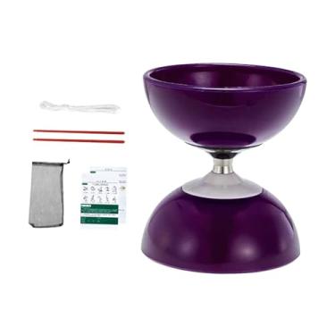 Imagem de simhoa Bola de ioiô chinesa portátil para malabarismo, brinquedo leve e divertido para atividades ao ar livre, com 1 bolsa de rede, para crianças, Roxo